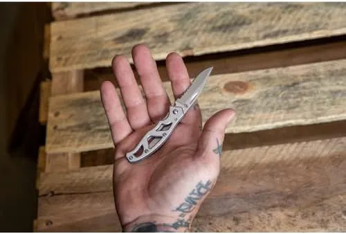 Gerber Gear Paraframe Mini Pocket Knife, 2.2 Inch Serrated Edge Small EDC Folding Knife with Safety Lock for Everyday Carry, Gifts for Men, Stainless Steel