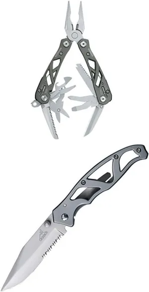 Gerber Suspension Mult-Plier with Grey Paraframe I Knife, Serrated Edge