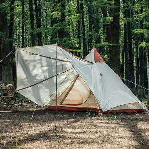 GeRRiT Family Camping Tent Large Waterproof Double Layer Pyramid Tipi Tent Camping Mongolian Yurt Tent for Picnic Festival