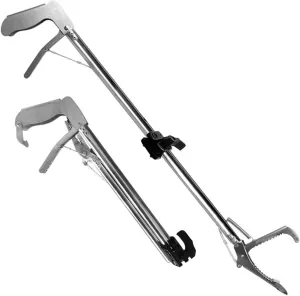 GeRRiT Snake Tongs, Heavy Duty Collapsible Foldable Self Lockable Reptile Grabber, Stainless Steel Garbage Clip,Wide Jaw Handling Pliers for Indoor & Outdoor (Size : 0.75M)