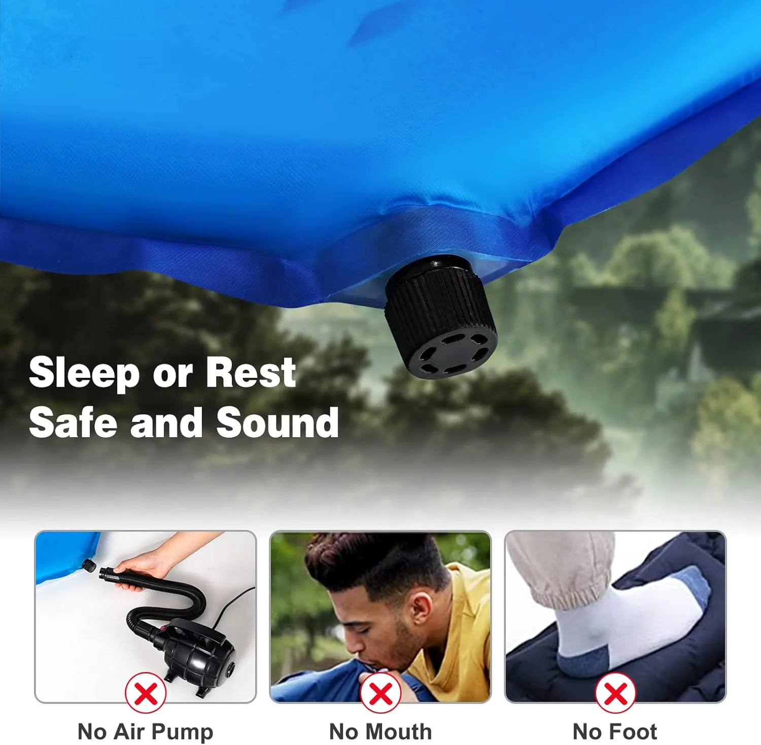 Giantex Camping Sleeping Pad, Self Inflating Mat w/Sponge, Waterproof Camping Air Mattress w/Carrying Bag for Tent, Lightweight Backpacking Sleeping Pad for Outdoor Hiking Travelling Road Trip, Blue
