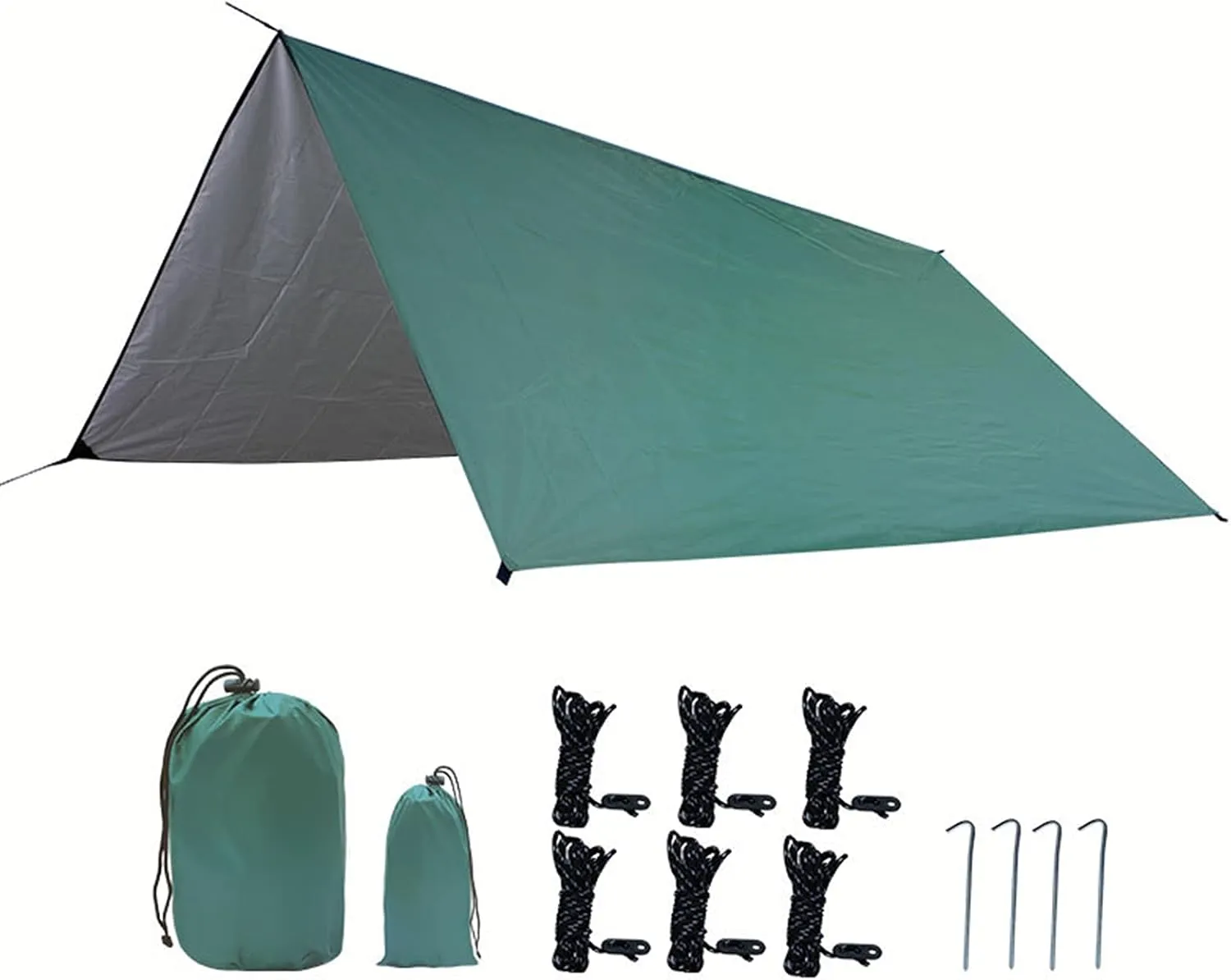 GIBZ Camping Hammock Tarp Multifunctional Waterproof Fly Tent Tarp for Camping Hiking Backpacking Outdoor Adventure Green 300×300cm