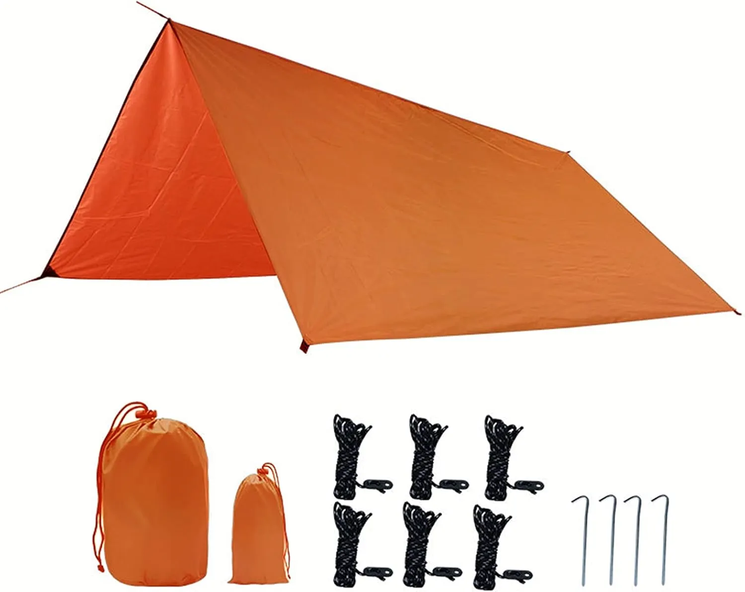 GIBZ Camping Hammock Tarp Multifunctional Waterproof Fly Tent Tarp for Camping Hiking Backpacking Outdoor Adventure Orange 300×300cm