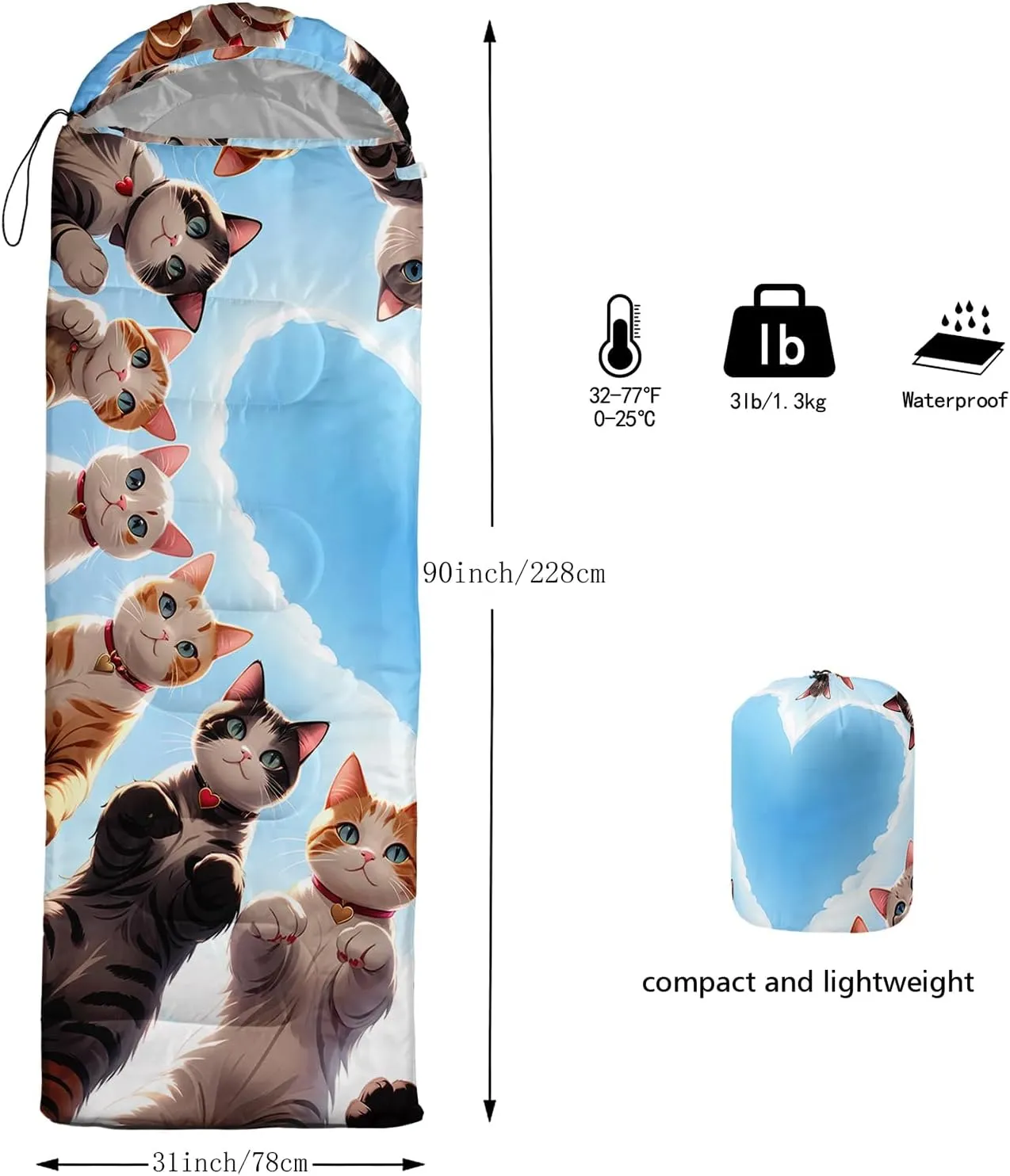 Girls Unicorn Camping Sleeping Bag,Lightweight & Waterproof,3 Season Warm & Cold Weather,Portable,Beautiful Purple Lavender Sleeping Bag for Boys Girls Adults,Traveling,Camping,Hiking