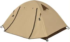GIZNXBA 2/3 Person Camping Tent, Easy Setup Waterproof Family Dome Tent for Camping with Rainfly, Portable Double Layer Family Tent for Outdoor Camping, Hiking (Color : /Khaki, Size : 2 Person)