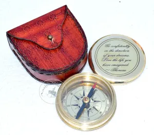 Go Confidently in The Direction of Your Dreams Thoreau's Quote Compass with Leather case Best Gift Item
