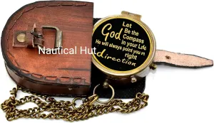 God Let Be The Compass in Your Life Black Engraved Antique Compass with Leather Case Best Religious Gift Guidance Gift Inspirational Gift Baptism Gift Communion Gift Compass