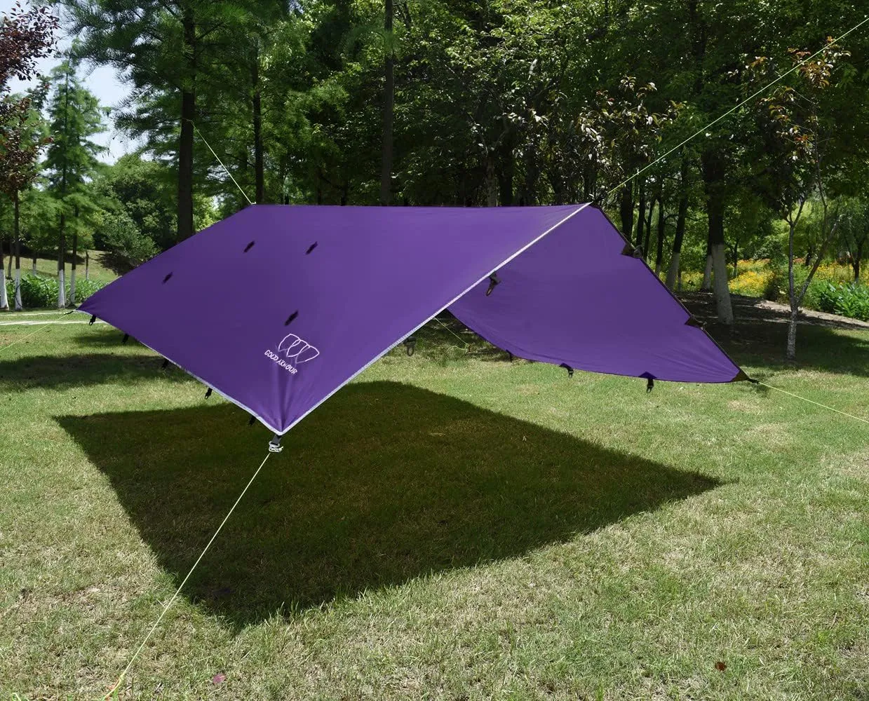 Gold Armour Rainfly Tarp Hammock, Premium 14.7ft/12ft/10ft/8ft Rain Fly Cover, Waterproof Ultralight Camping Shelter Canopy, Survival Equipment Gear Camping Tent Accessories (Purple 10ft x 10ft)