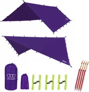 Gold Armour Rainfly Tarp Hammock, Premium 14.7ft/12ft/10ft/8ft Rain Fly Cover, Waterproof Ultralight Camping Shelter Canopy, Survival Equipment Gear Camping Tent Accessories (Purple 10ft x 10ft)