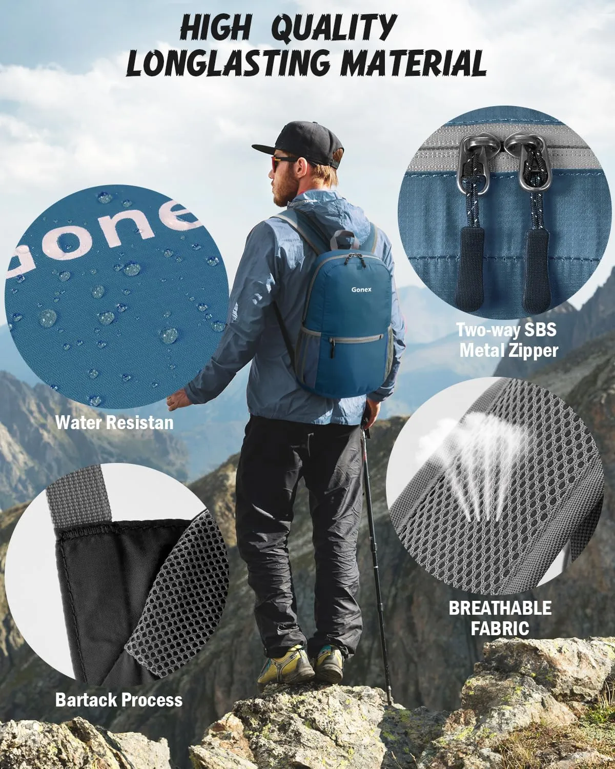 Gonex Ultra Lightweight Packable Backpack 20L Daypack Handy Foldable Camping Outdoor Travel Cycling Backpacking