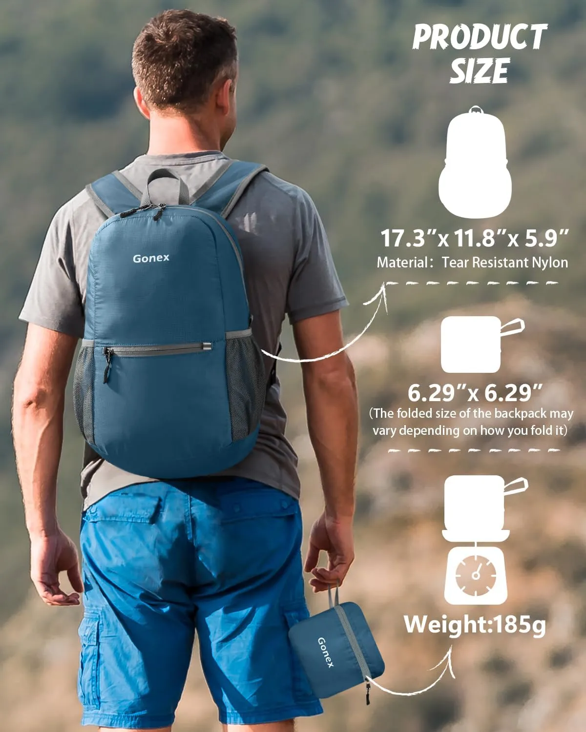 Gonex Ultra Lightweight Packable Backpack 20L Daypack Handy Foldable Camping Outdoor Travel Cycling Backpacking