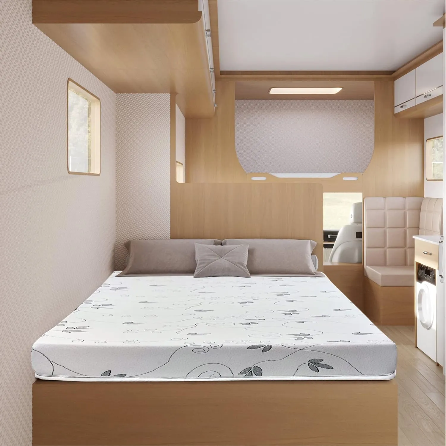 Greaton, 4-Inch High-Density Cooling Gel Memory Foam RV Mattress Replacement, Medium Firm, Good for Trailers, Camper Vans, Sofa Bed and Other Furniture Application, 75" x 30", White.