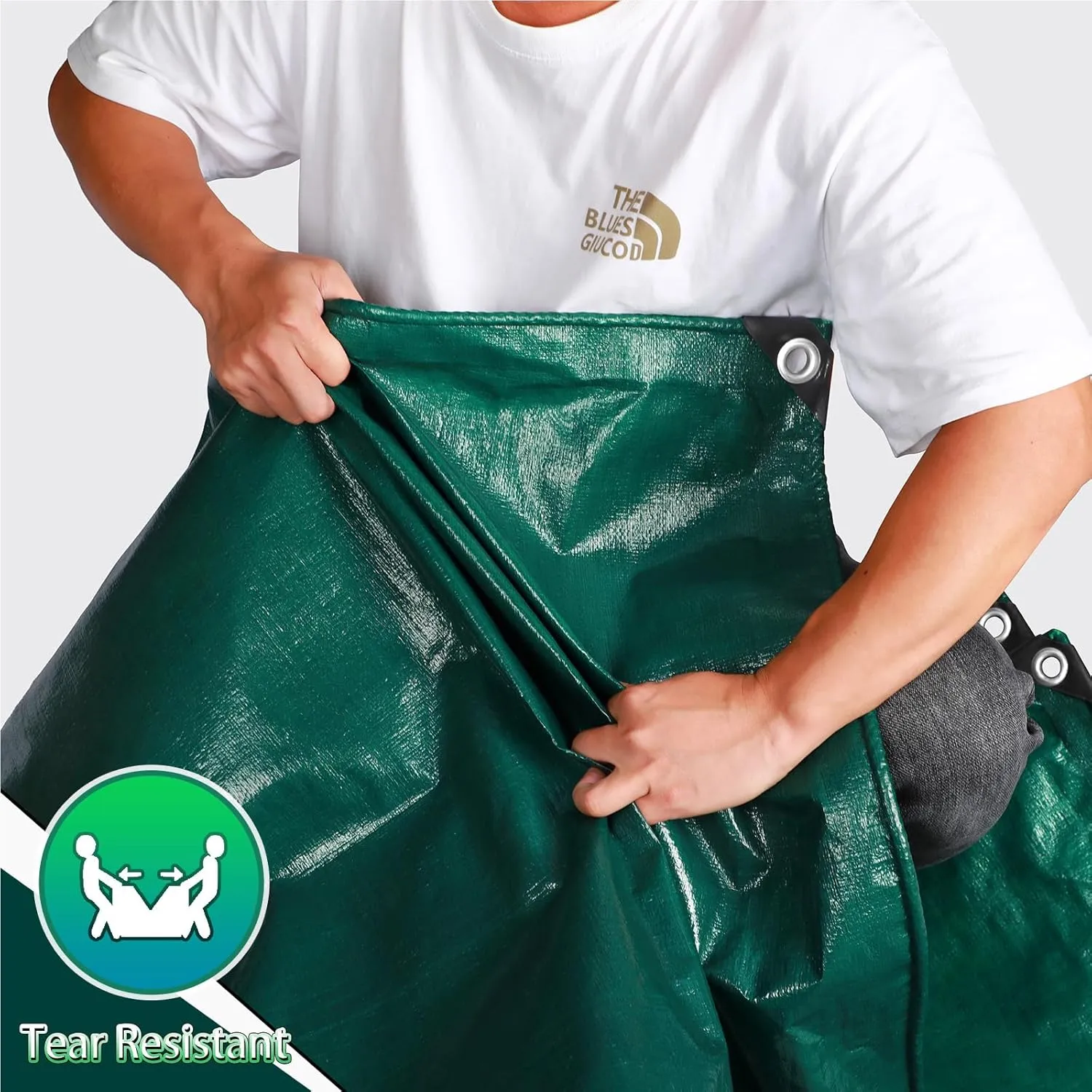 Green Heavy Duty Tarp 12x20 Feet, 12 Mil Thick Waterproof Poly Tarps Cover UV Resistant, Rip & Tear Proof with Metal Grommets Every 20 Inche