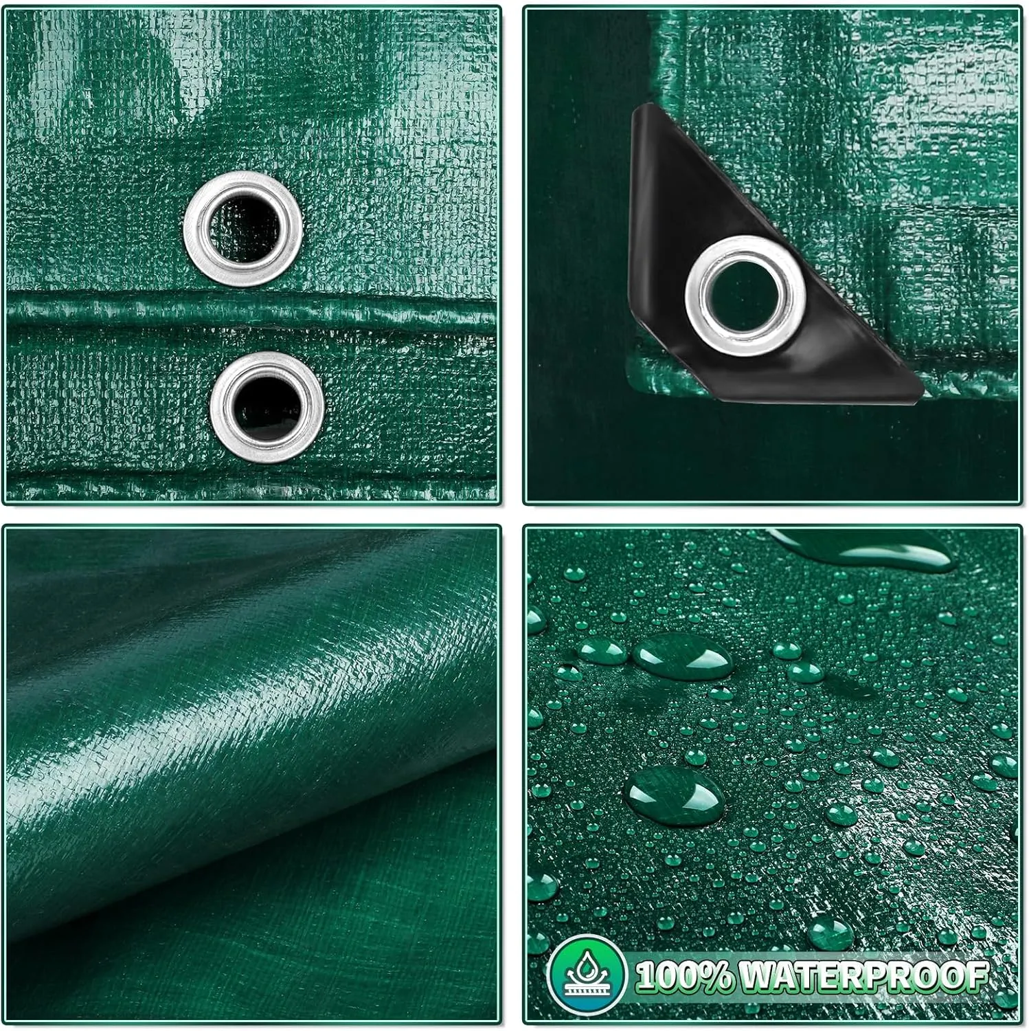Green Heavy Duty Tarp 16x20 Feet, 12 Mil Thick Waterproof Poly Tarps Cover UV Resistant, Rip & Tear Proof with Metal Grommets Every 20 Inche