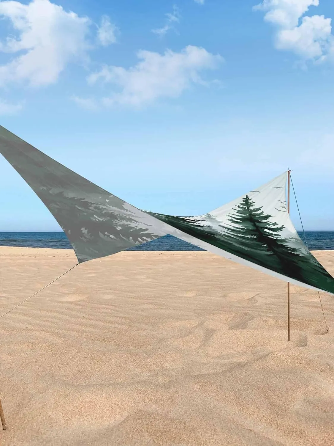 Green Mist Forest Sun Shade Sail 8x10ft Rectangle,Farmhouse Trees Nature Landscap Outdoor Patio Sunshade Waterproof Garden Canopy UV Block Backyard Cover for Pergola Porch Sand Lawn Pool Deck Balcony
