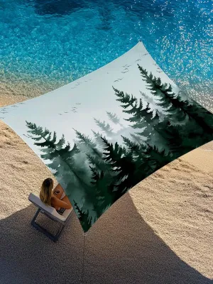 Green Mist Forest Sun Shade Sail 8x10ft Rectangle,Farmhouse Trees Nature Landscap Outdoor Patio Sunshade Waterproof Garden Canopy UV Block Backyard Cover for Pergola Porch Sand Lawn Pool Deck Balcony