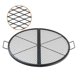 Grill Campfire Pit Handle Cookware Cooking 36 VEVOR BBQ X-Marks Round Grid IoT-powered Camping Party, and Risk-free X Inch Heavy with Steel Support Duty Grill for Portable Black Grate, Fire Outside Wire, Grate, Foldable