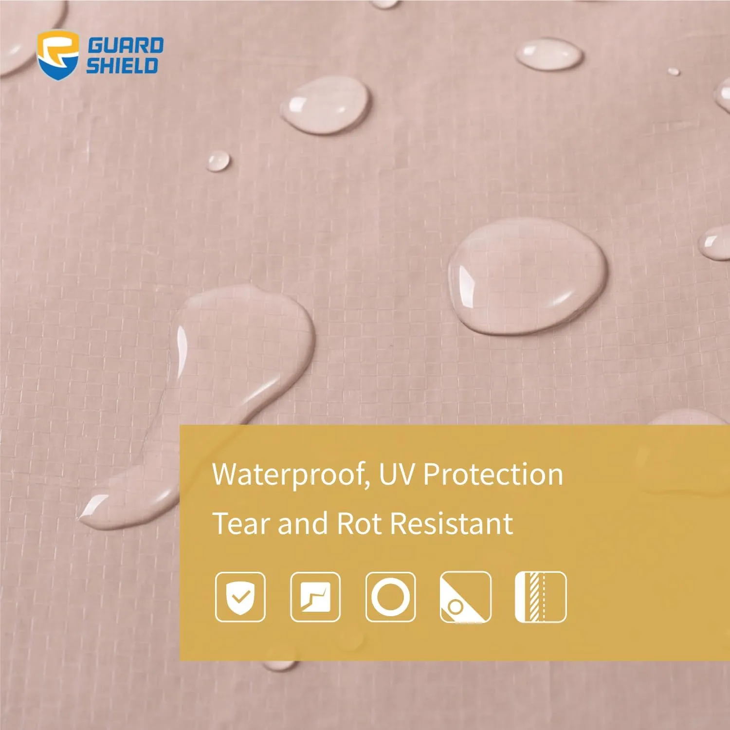 GUARD SHIELD 20x20 Feet Tarp Waterproof Tan Silver Rain Roof Tarps for Patio Floor Cover Weatherproof Outdoor 8mil