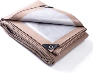 GUARD SHIELD 20x20 Feet Tarp Waterproof Tan Silver Rain Roof Tarps for Patio Floor Cover Weatherproof Outdoor 8mil