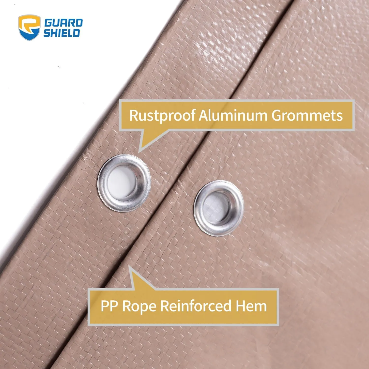 GUARD SHIELD 20x20 Feet Tarp Waterproof Tan Silver Rain Roof Tarps for Patio Floor Cover Weatherproof Outdoor 8mil