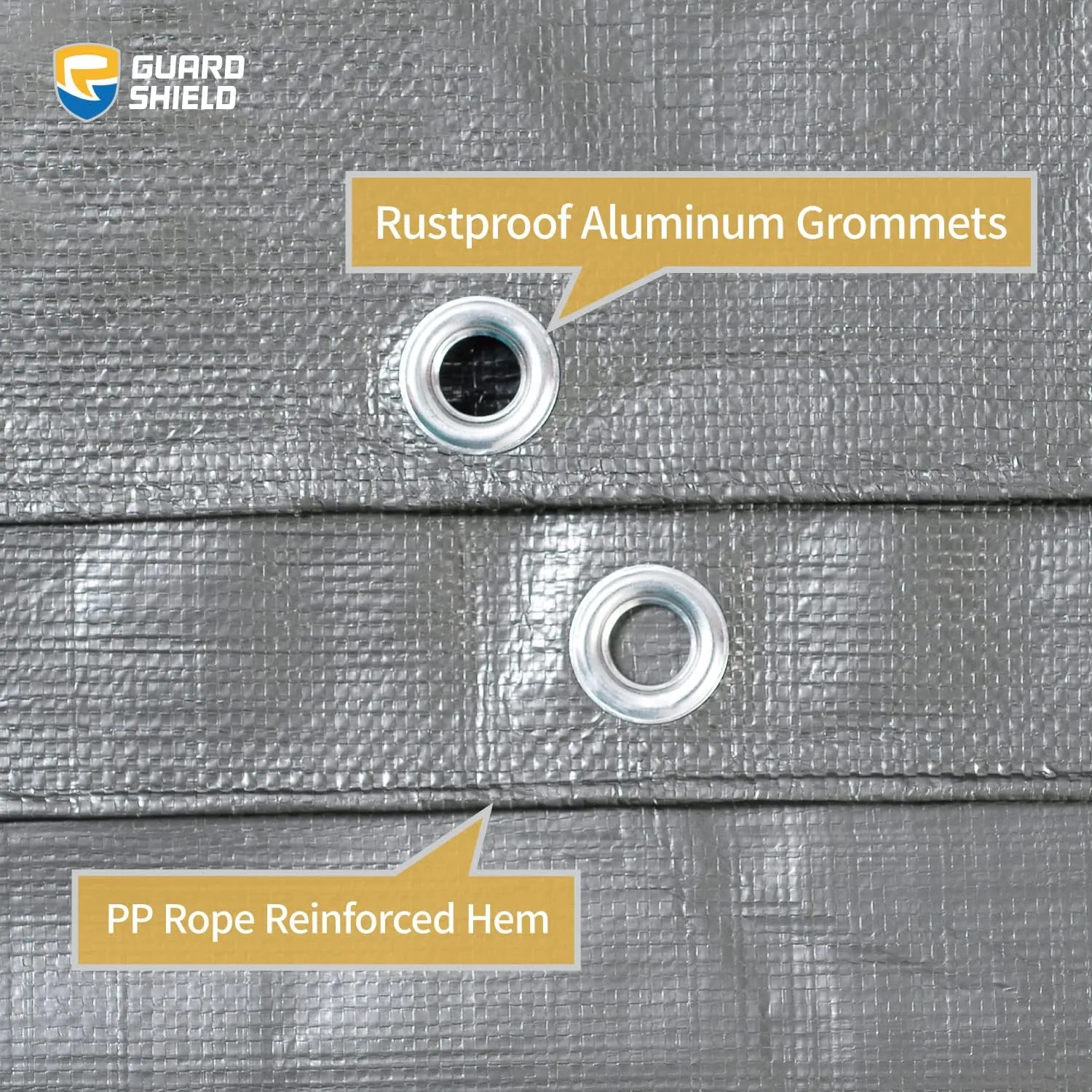 GUARD SHIELD Tarps Heavy Duty Waterproof 8x10 Feet Silver/Black Poly Tarp Cover Outdoor Thick UV Resistant Tarpaulin with Grommets 10mil (2-Pack)