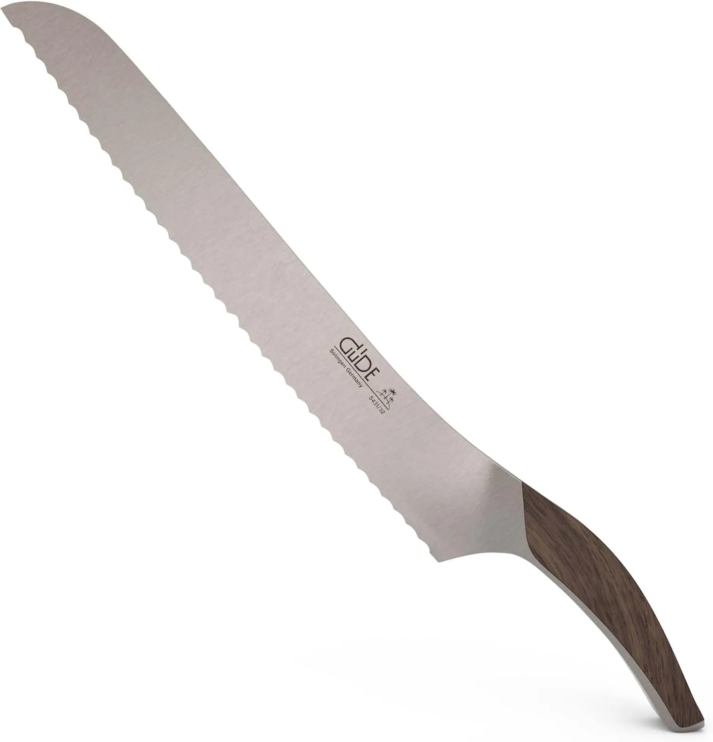 Gude SYNCHROS Series Forged Serrated Bread Knife 12-in, Smoked Oakwood Handle