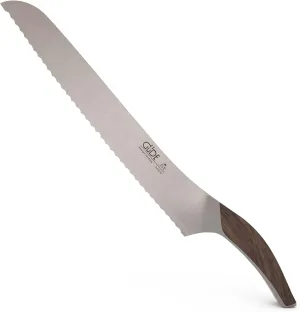 Gude SYNCHROS Series Forged Serrated Bread Knife 12-in, Smoked Oakwood Handle