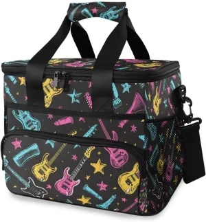 Guitar Star Black Cooler Bag Insulated Cooler Soft Sided Cooler 24 Can Portable Picnic Bag Large Leakproof Lunch Bag Box for Beach Grocery Camping Travel Car Men Women
