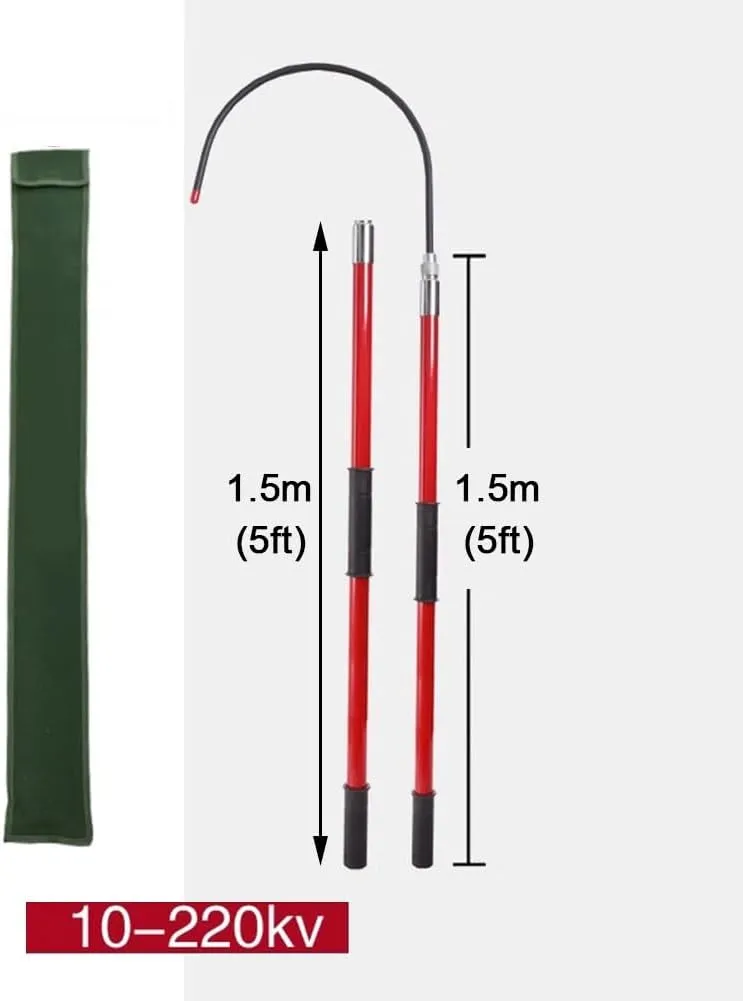 GZHERVICES Shockproof Insulated Rescue Hook - Detachable Lifesaving Pole for High Voltage, Automotive, Construction & Swimming Pool Emergencies, 18 Inch Hook Opening(Red,3m/9.9ft)