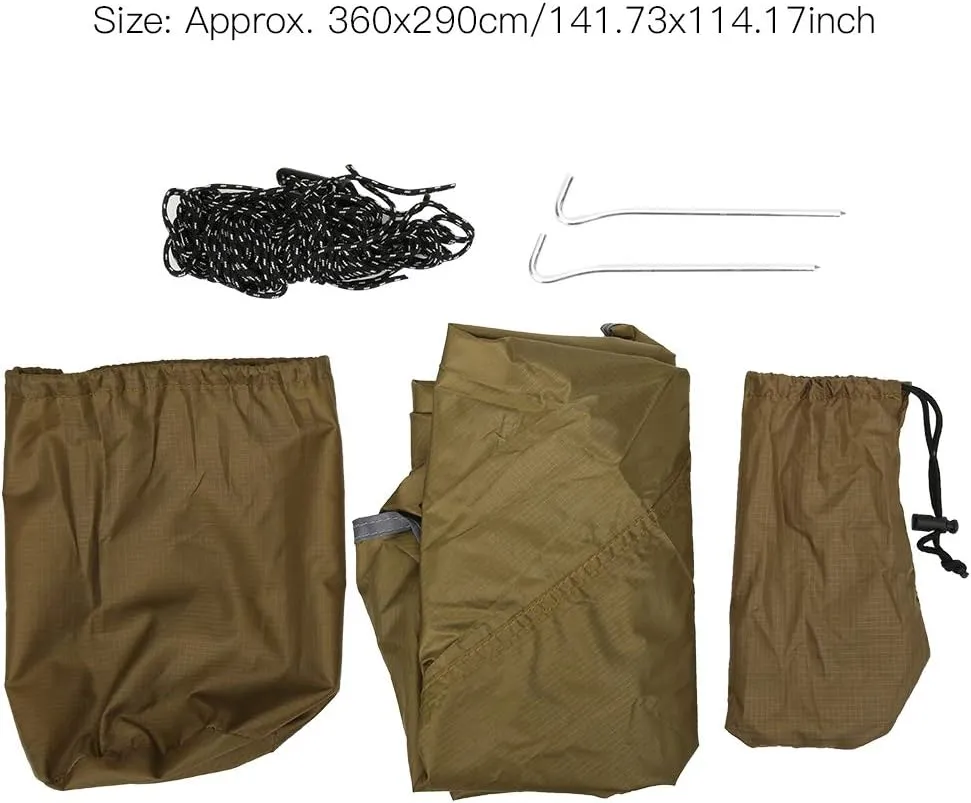 Hammock Awning, Outdoor Rhombic Camping Ground Mat Tent Hammock Tarp 360x290cm/141.73x114.17in Lightweight Camping Supplies for Camping Hiking (Camel)