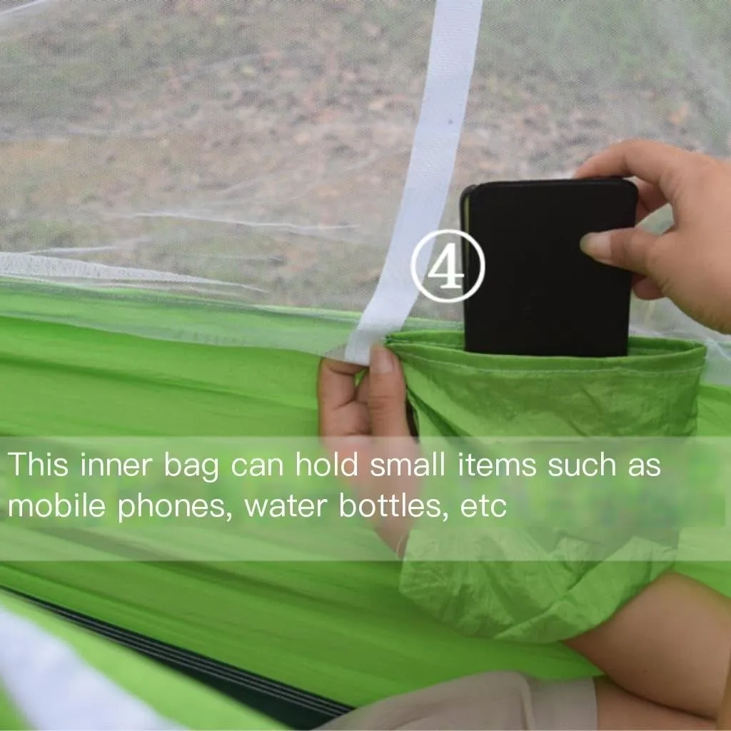 Hammock Outdoor Camping Outdoor Mosquito Net Hammock Double 210T Nylon Anti-Mosquito Parachute Cloth Air Camping Tent Hammocks for Outside(Gray)