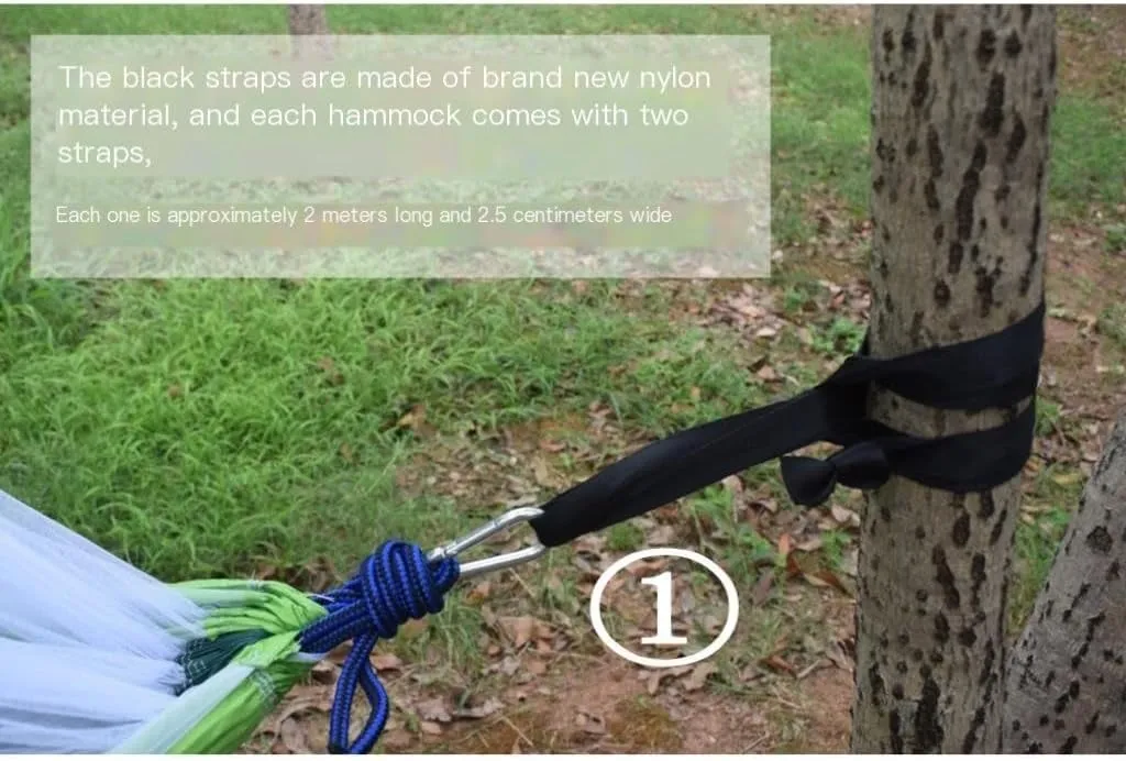 Hammock Outdoor Camping Outdoor Mosquito Net Hammock Double 210T Nylon Anti-Mosquito Parachute Cloth Air Camping Tent Hammocks for Outside(Gray)