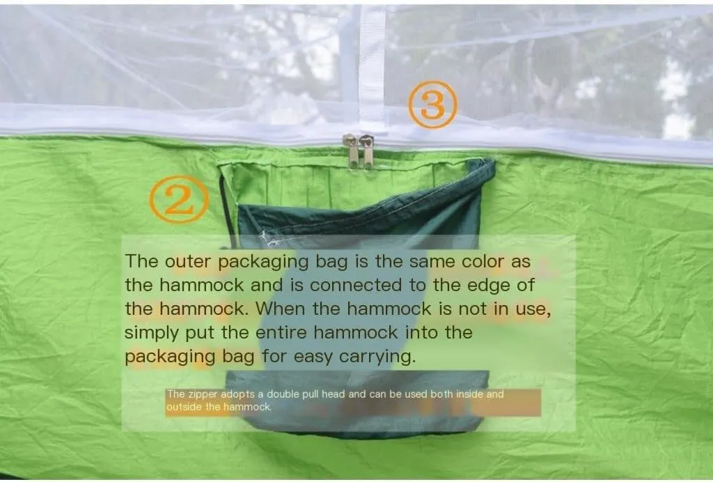 Hammock Outdoor Camping Outdoor Mosquito Net Hammock Double 210T Nylon Anti-Mosquito Parachute Cloth Air Camping Tent Hammocks for Outside(Gray)