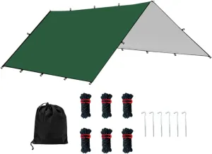 Hammock Rain Fly Camping Gear Sun Canopy with Carry Bag Waterproof Multipurpose for Outdoor Adventure Simple Assembly, Green S