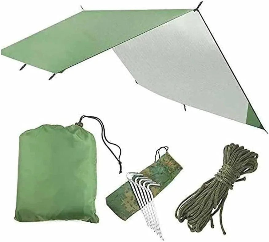 Hammock Rain Fly Tent Tarp Waterproof Windproof Camping Shelter Sunshade Portable Beach Sun Shelter Camping Tent for Camping(Color:Black)