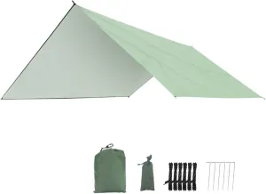 Hammock Rain Fly Tent Tarp,Multifunctional Waterproof Camping Shelter,Lightweight Windproof Snowproof Outdoor Sunshade Fly for Camping Outdoor Travel (Color : Green, Size : 290 * 290cm)
