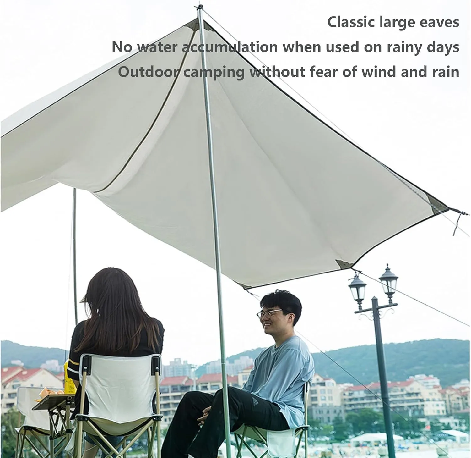 Hammock Rain Fly Waterproof Tent Tarp with 2 Poles Portable Multifunctional Backpacking Tarp Shelter Camping Tarp Under Tent Tarpaulin for Camping Picnic Beach Utdoor Activities,118x118inch