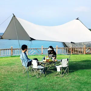Hammock Rain Fly Waterproof Tent Tarp with 2 Poles Portable Multifunctional Backpacking Tarp Shelter Camping Tarp Under Tent Tarpaulin for Camping Picnic Beach Utdoor Activities,118x118inch