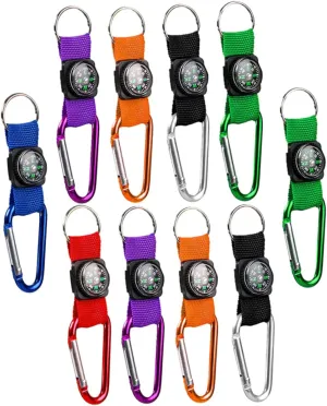 HANABASS 10pcs Keychain Compasses for Portable Camping Party Favors Outdoor with Keyring Design Great for Hiking and Travel Random Color