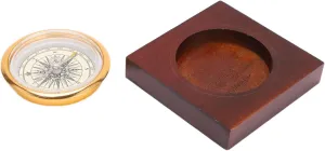 Hapivida Vintage Compass, Aluminum Alloy with Fragrant Wood Box 2.8x2.8in Portable Durable Compass for Camping Hiking Fishing Outdoor Gifts