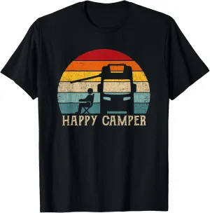 Happy Camper RV Camping Shirt Men Women Retro Sun 70s 80s T-Shirt