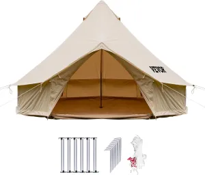 Happybuy Canvas Bell Tent, 4 Seasons Breathable 100% Cotton Canvas Yurt Tent - w/Stove Jack, Luxury Glamping Tent Waterproof Canvas Tents for Family Camping Outdoor Hunting Party