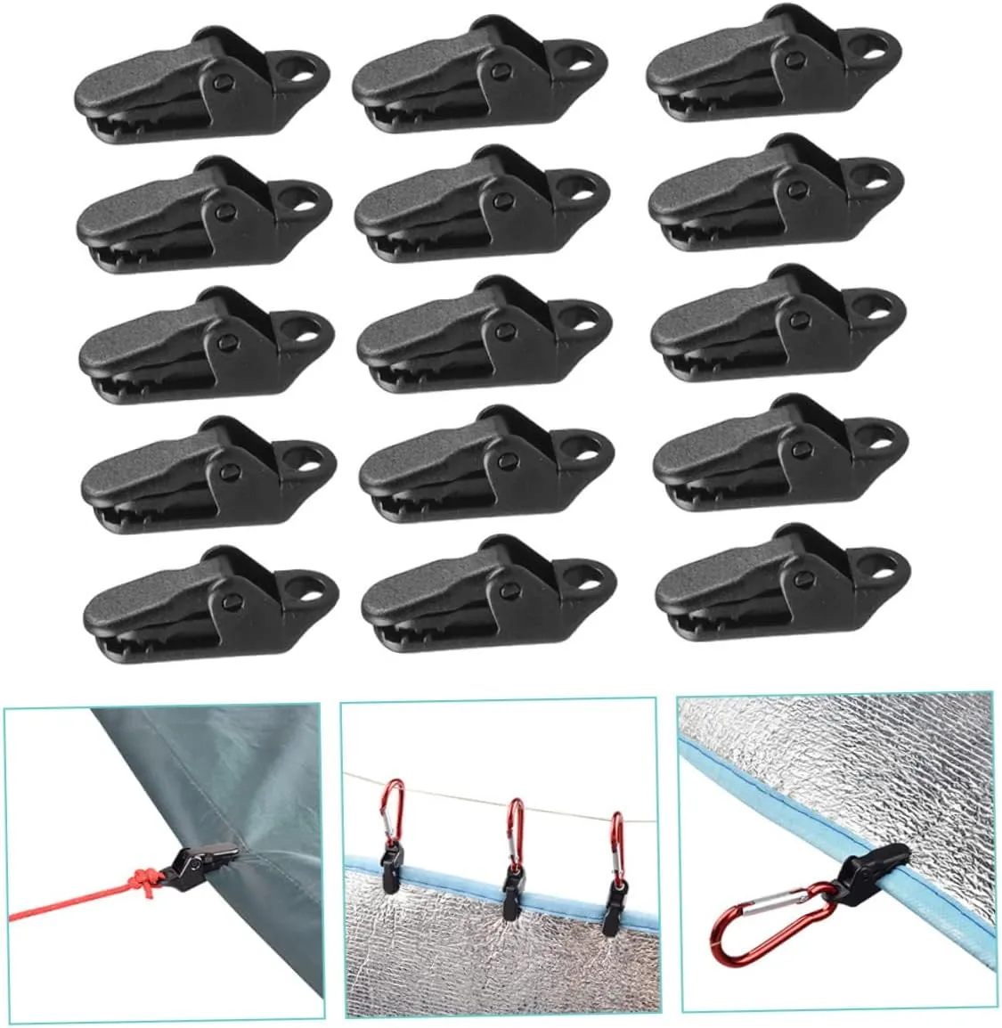 Happyyami 30 Pcs Windproof Tent Clamp Tent Plastic Clip Camping Tent Fastener Clip Outdoor Tent Clamp Outdoor Tent