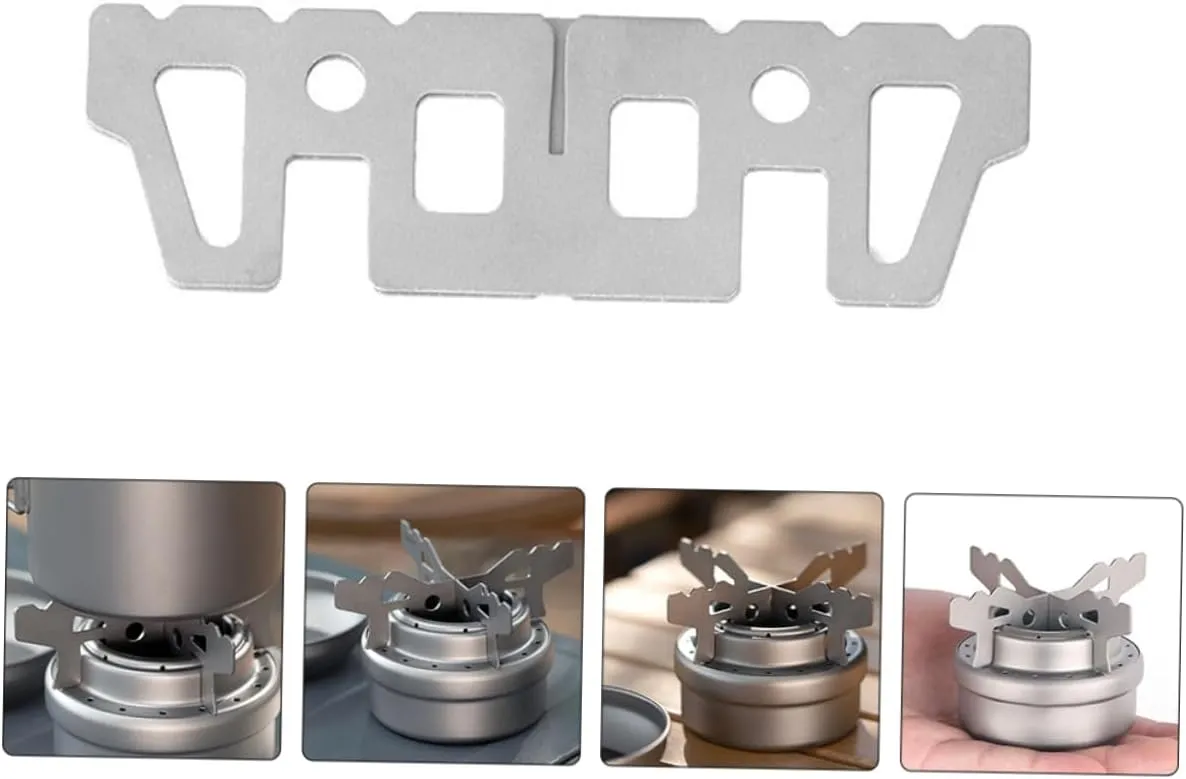 Happyyami 4 Sets Titanium Material Outdoor Stove Stand Camping Wok Holder for Electric Gas Stove