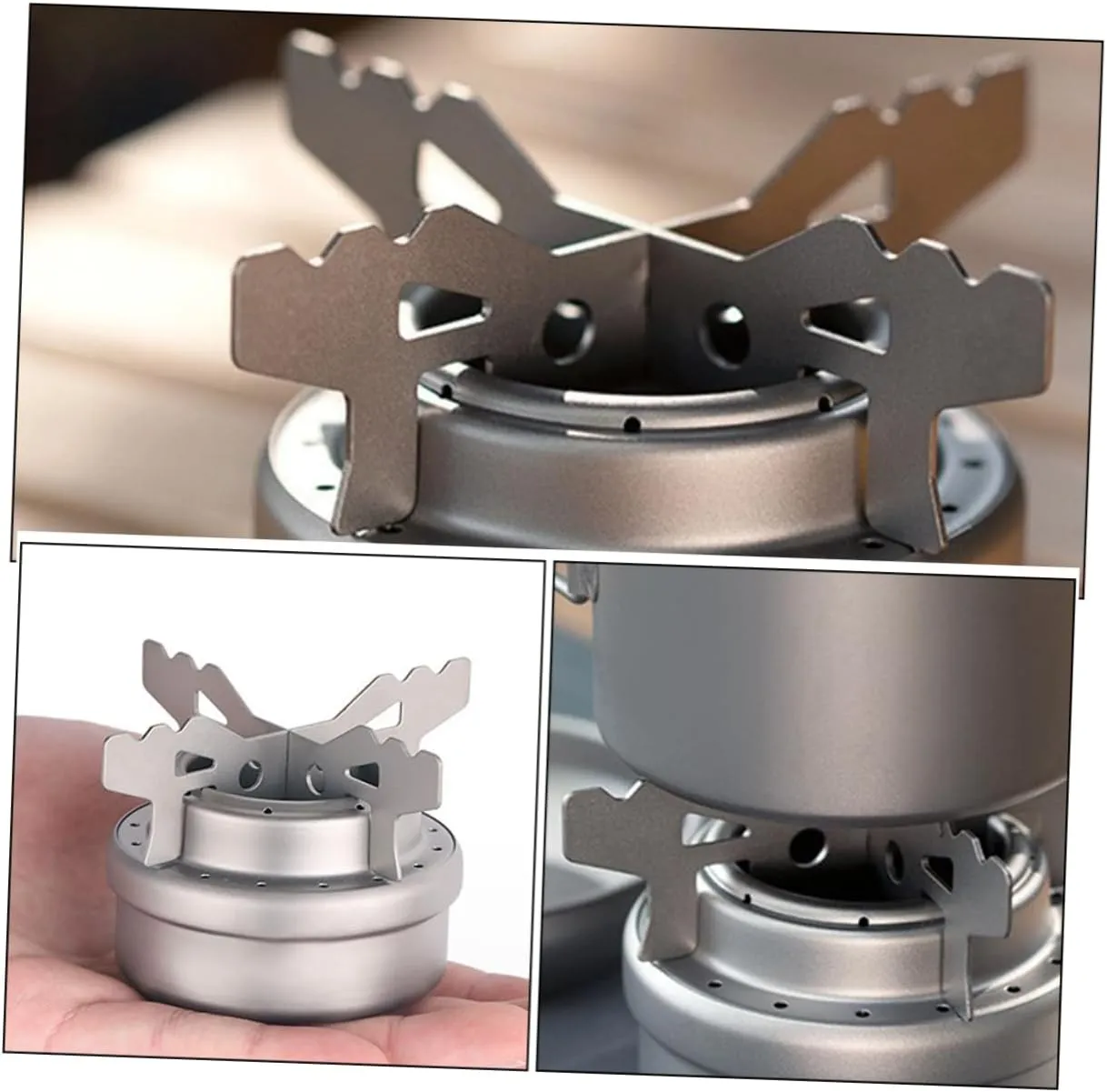 Happyyami 4 Sets Titanium Material Outdoor Stove Stand Camping Wok Holder for Electric Gas Stove