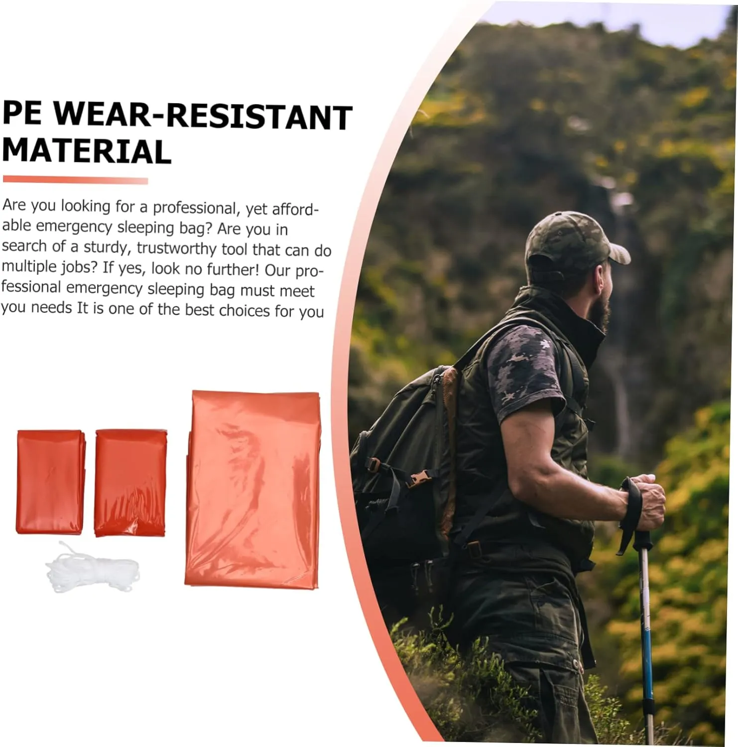 Happyyami Emergency Tent Set Sleeping Bag for Camping Survival Sleeping Sack Outdoor Sleeping Sack Portable