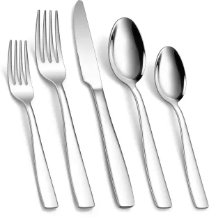 HaWare 18/10 Stainless Steel Flatware, 60-Piece Silverware Set Service for 12, Fancy Tableware Cutlery Set for Home Restaurant, Include Knife Fork Spoon, Mirror Finish Eating Utensils, Dishwasher Safe