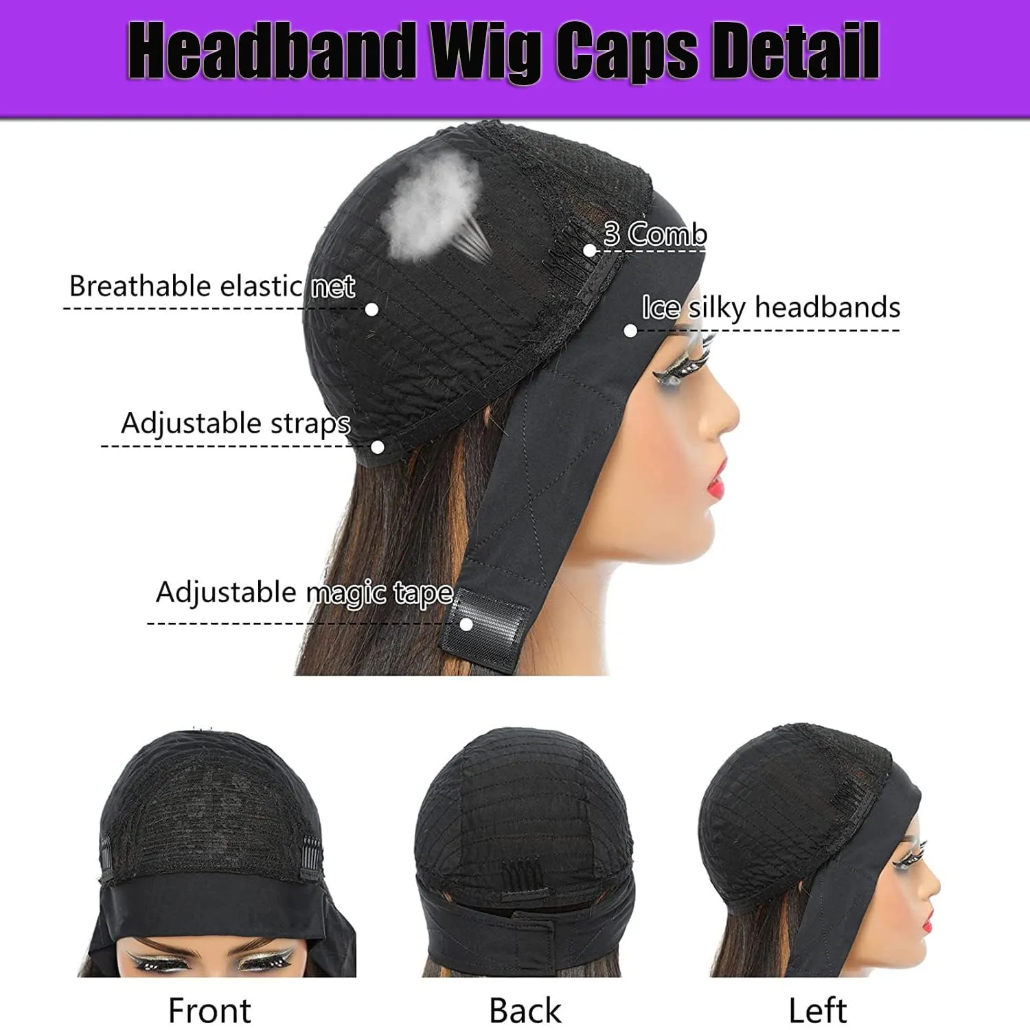 Headband Wigs For Black Women Short Wavy Headband Wig 14 Inch Black Mix Brown Glueless Wig Heat Resistant Fibers Synthetic Hair Natural Look（1b/30）