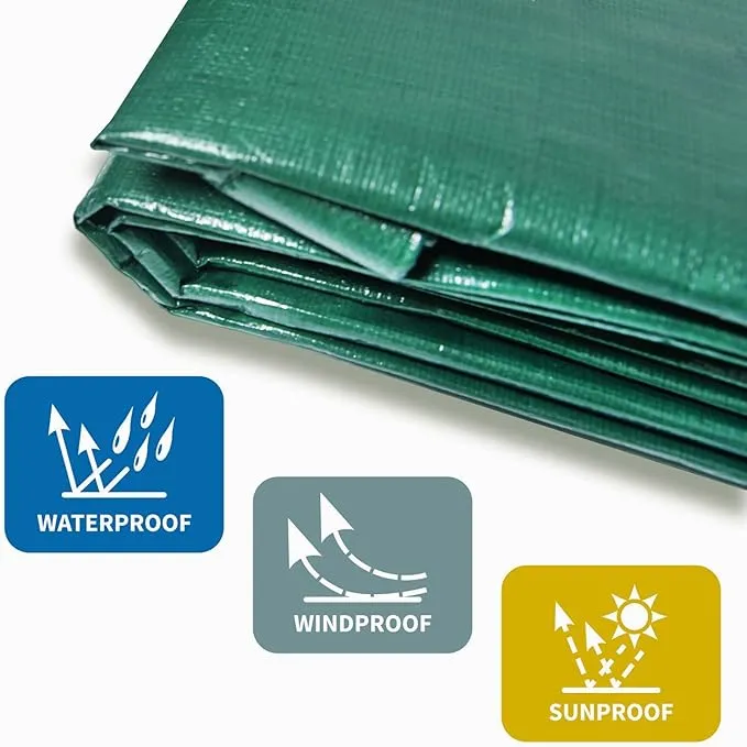 Heavy Duty 10 Mil Tarp Cover Waterproof UV Resistant Tarpaulin Used for Outdoor, Hunting, Camping, Backpacking, Canopy Tent, Ground Tarp, Cover Boat, Motorcycles, Roofs, Wood