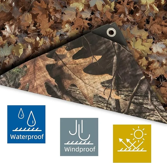 Heavy Duty 9 Mil Tarp Cover Waterproof UV Resistant Tarpaulin Used for Outdoor, Hunting, Camping, Backpacking, Canopy Tent, Ground Tarp, Cover Boat, Motorcycles, Roofs, Wood
